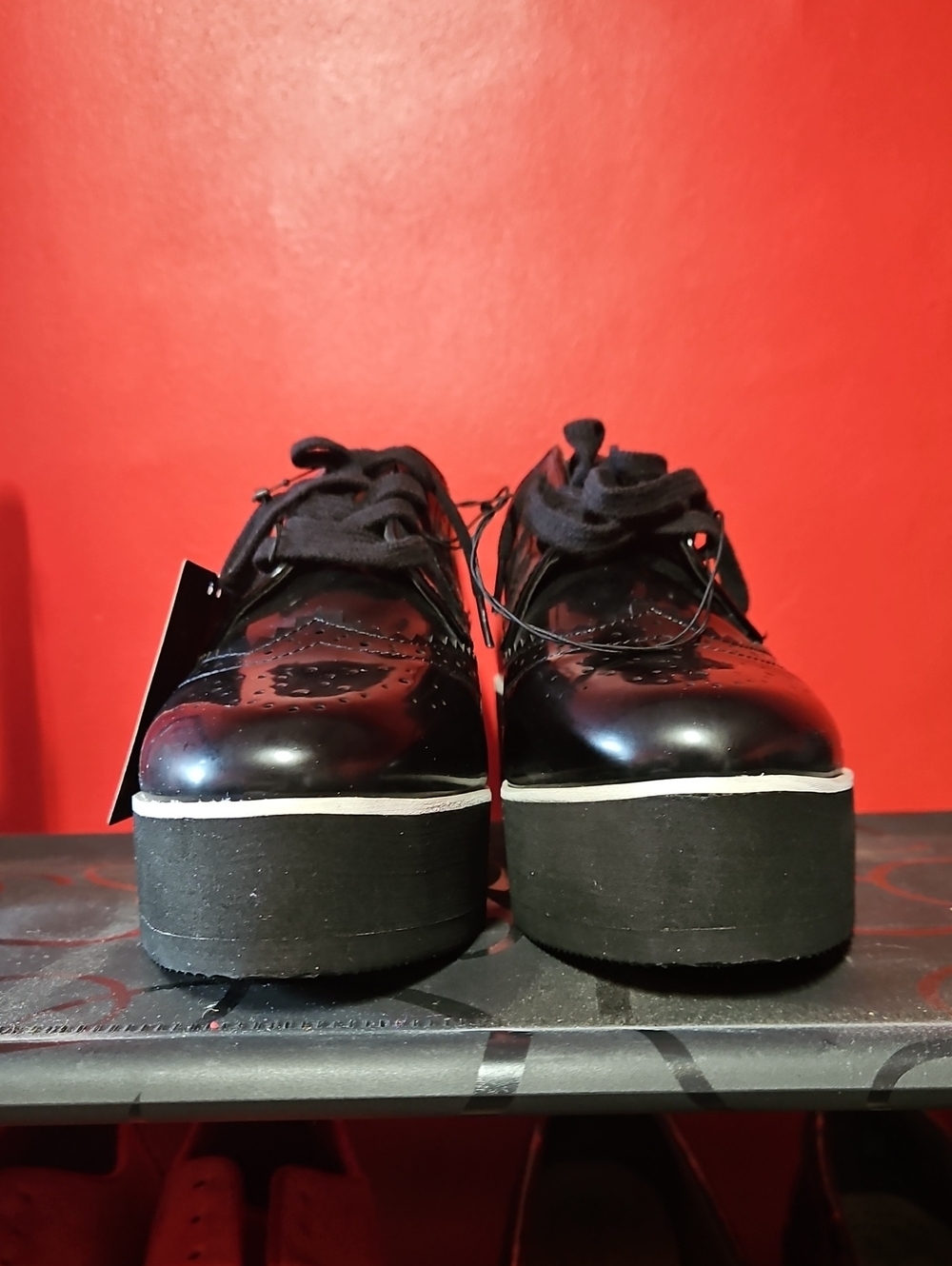 NWT Forever 21 Size 8 Shiny Black Platform Loafers